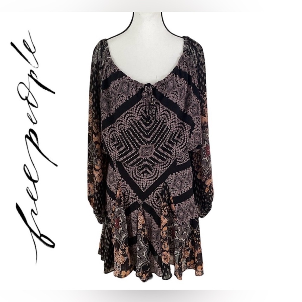 Free People Seven Wonders Mini Open Back Off The Shoulder Dress Fall M - Picture 5 of 8